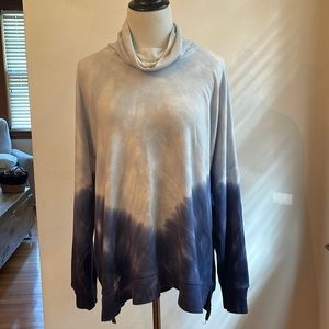 Blue tie dye cowl neck PINK sweatshirt